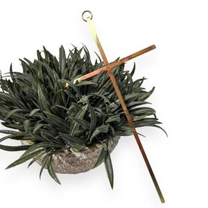 Solid Brass‎ Gold Plated 10” Wall Cross Religious Christianity  READ